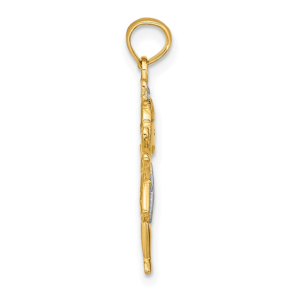 10K Textured w/Rhodium Girl Charm