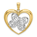 10K w/Rhodium Butterfly In Heart Charm