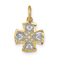 10K w/Rhodium and D/C Hearts In Cross Charm
