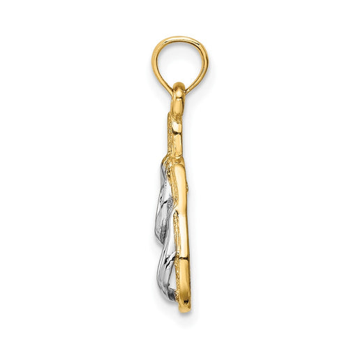 10k & Rhodium Solid Polished Sandals Pendant