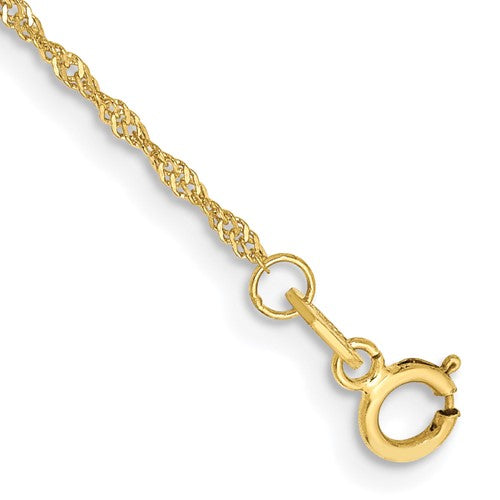 10k 1.1mm Singapore Chain Anklet
