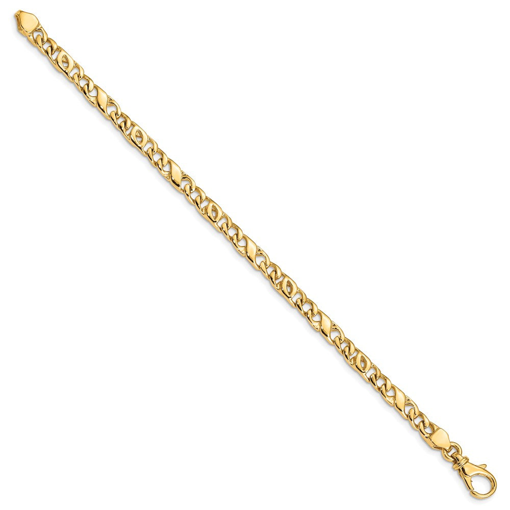 10k 4.8mm Hand Polished Fancy Link Bracelet
