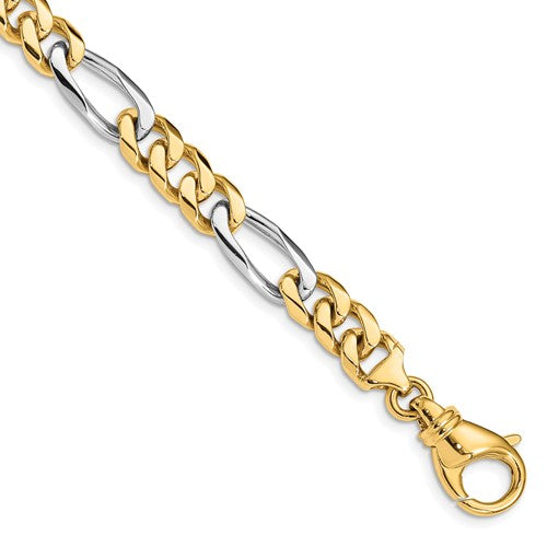 10k Two-tone 7.85mm Hand Polished Fancy Link Necklace