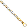 10k Two-tone 4.8mm Hand Polished Fancy Link Bracelet