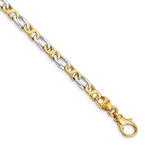 10k Two-tone 4.8mm Polished Fancy Link Chain