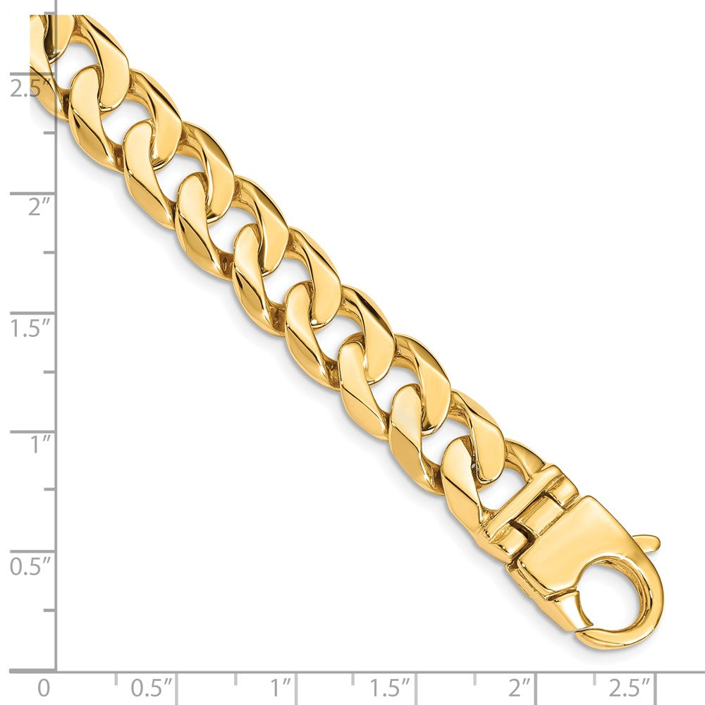 10k 11mm Hand Polished Fancy Curb Link Bracelet