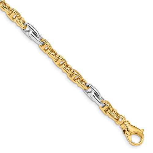 10k Two-tone 5.38mm Hand-polished Fancy Link Chain