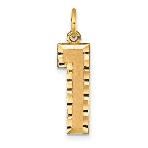 10ky Casted Large Diamond Cut Number 1 Charm
