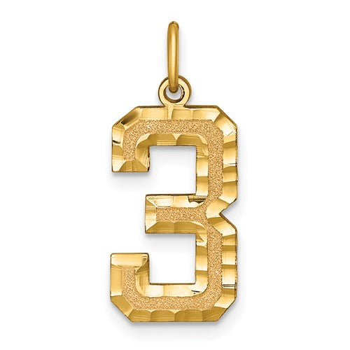 10ky Casted Large Diamond Cut Number 3 Charm