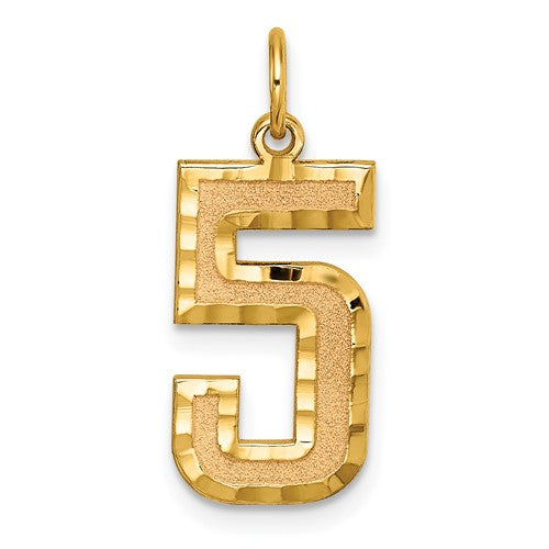 10ky Casted Large Diamond Cut Number 5 Charm
