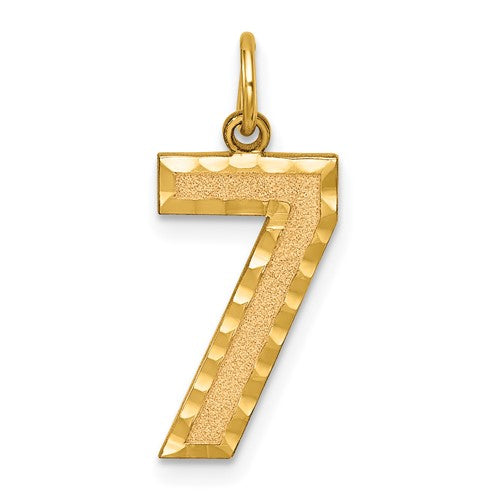 10ky Casted Large Diamond Cut Number 7 Charm