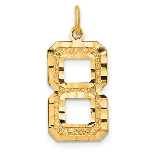 10ky Casted Large Diamond Cut Number 8 Charm