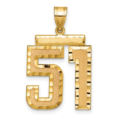 10ky Casted Large Diamond-cut Number 51 Charm