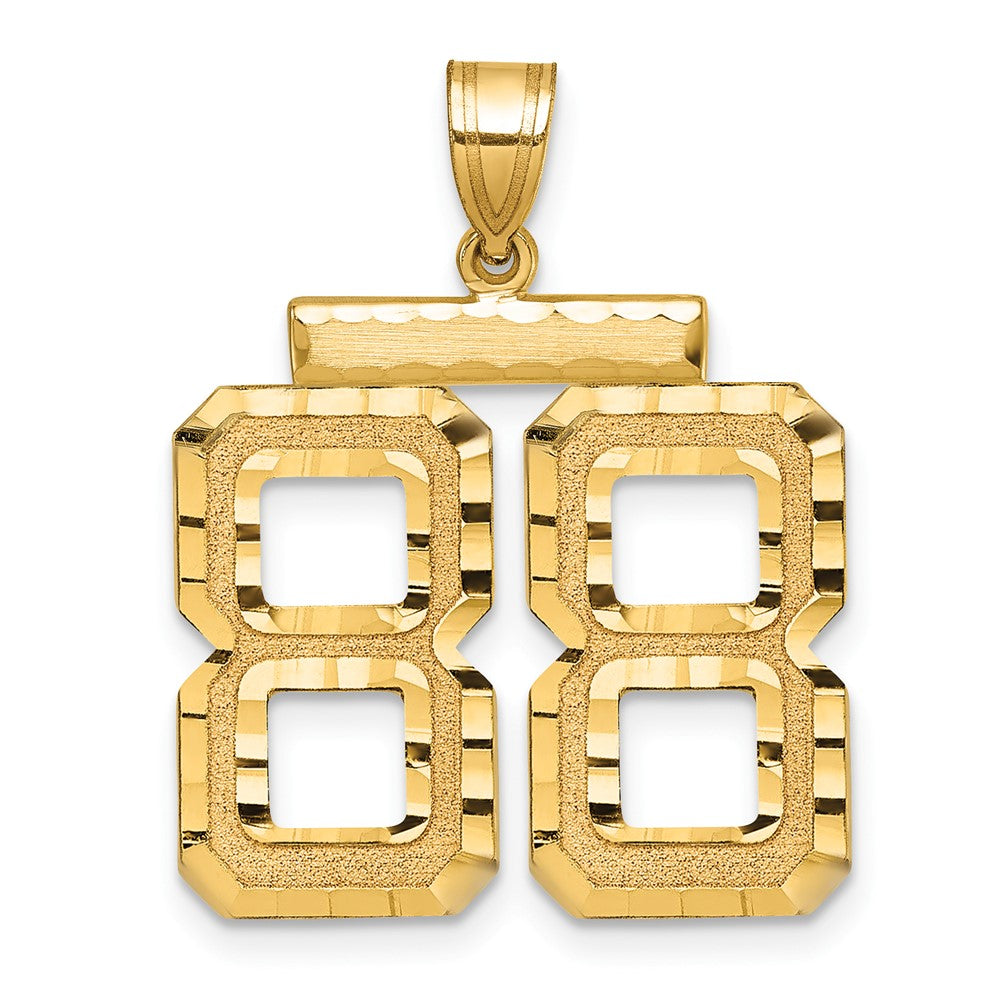 10k Large Brushed Diamond-cut Number 88 Charm