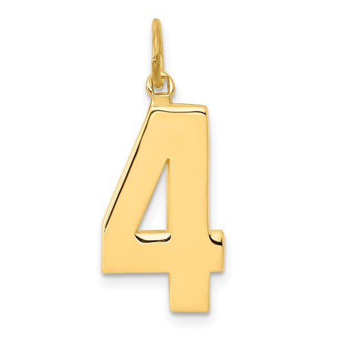 10k Large Polished Number 4 Charm