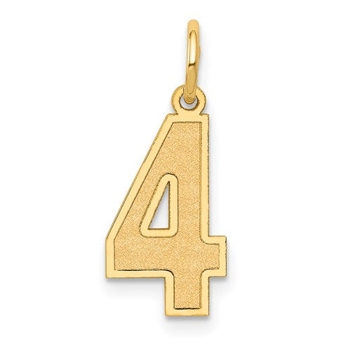 10k Medium Satin Number 4 Charm