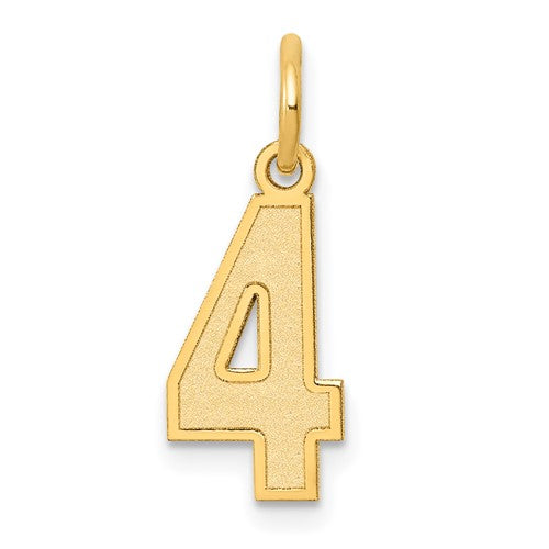 10k Small Satin Number 4 Charm
