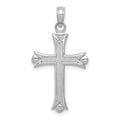 10K White Gold Fleur De Lis Cross Pendant