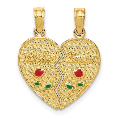 10K Enameled MOTHER - DAUGHTER Pendant