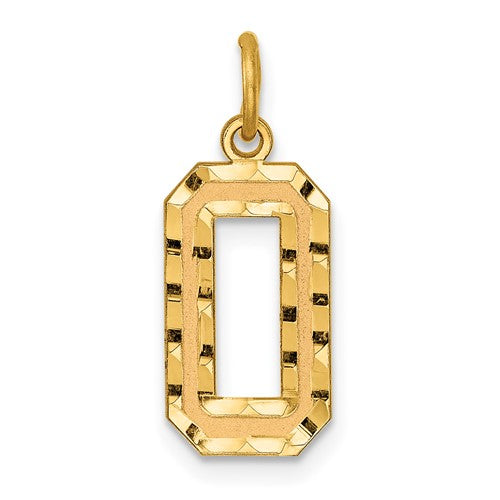 10ky Casted Medium Diamond-cut Number 0 Charm