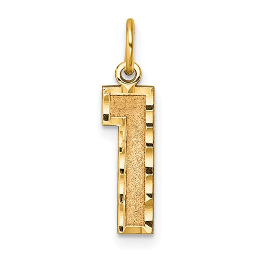 10ky Casted Medium Diamond-cut Number 1 Charm
