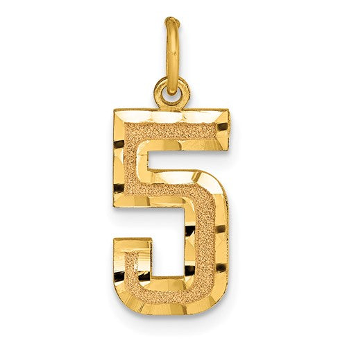 10ky Casted Medium Diamond-cut Number 5 Charm