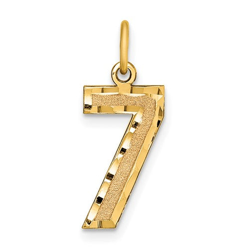 10ky Casted Medium Diamond-cut Number 7 Charm
