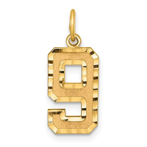 10ky Casted Medium Diamond-cut Number 9 Charm