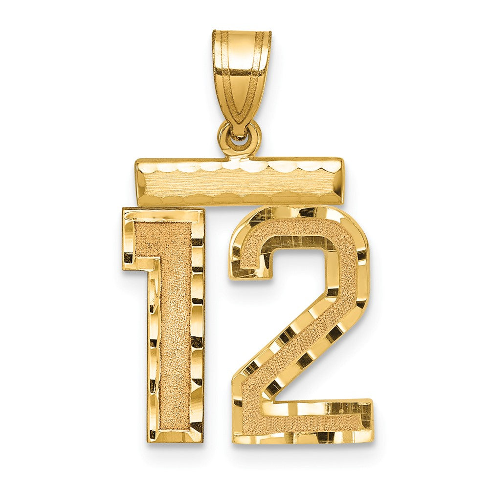 10k Medium Diamond-cut Number 12 Charm