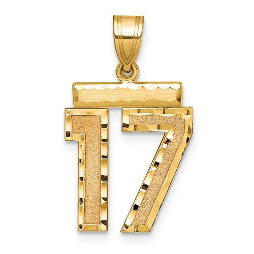 10k Medium Diamond-cut Number 17 Charm