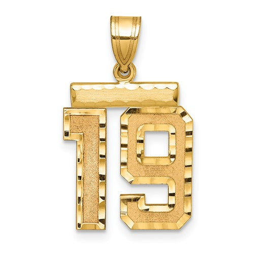 10k Medium Diamond-cut Number 19 Charm