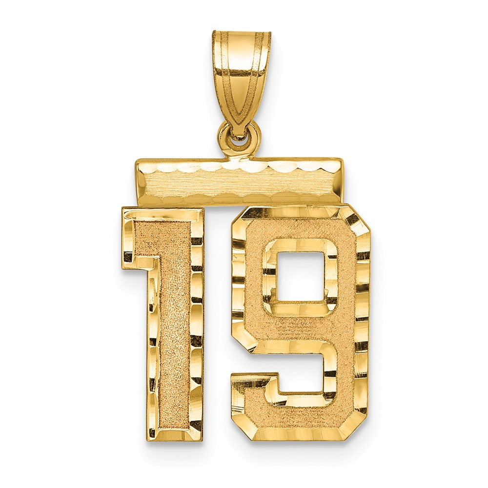 10k Medium Diamond-cut Number 19 Charm