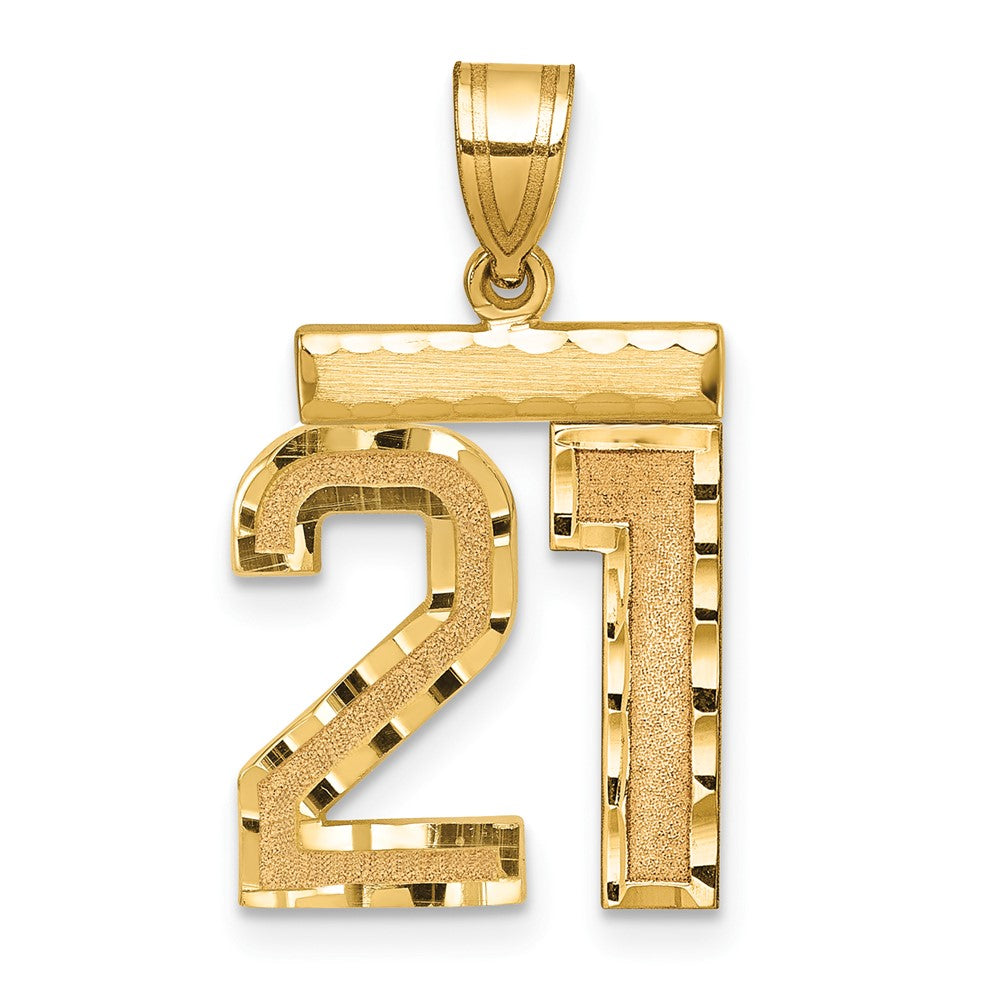 10k Medium Diamond-cut Number 21 Charm