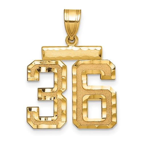 10ky Casted Medium Diamond-cut Number 36 Charm