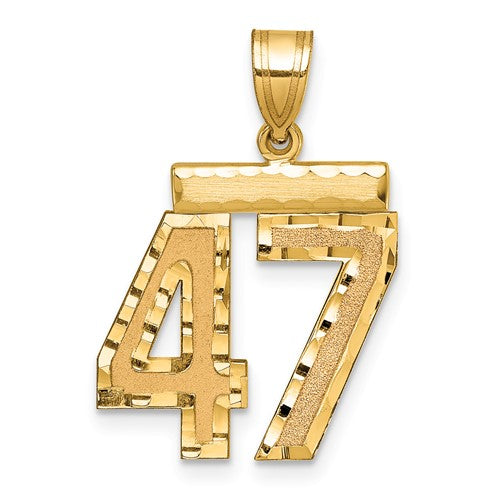 10ky Medium Diamond-cut Number 47 Charm
