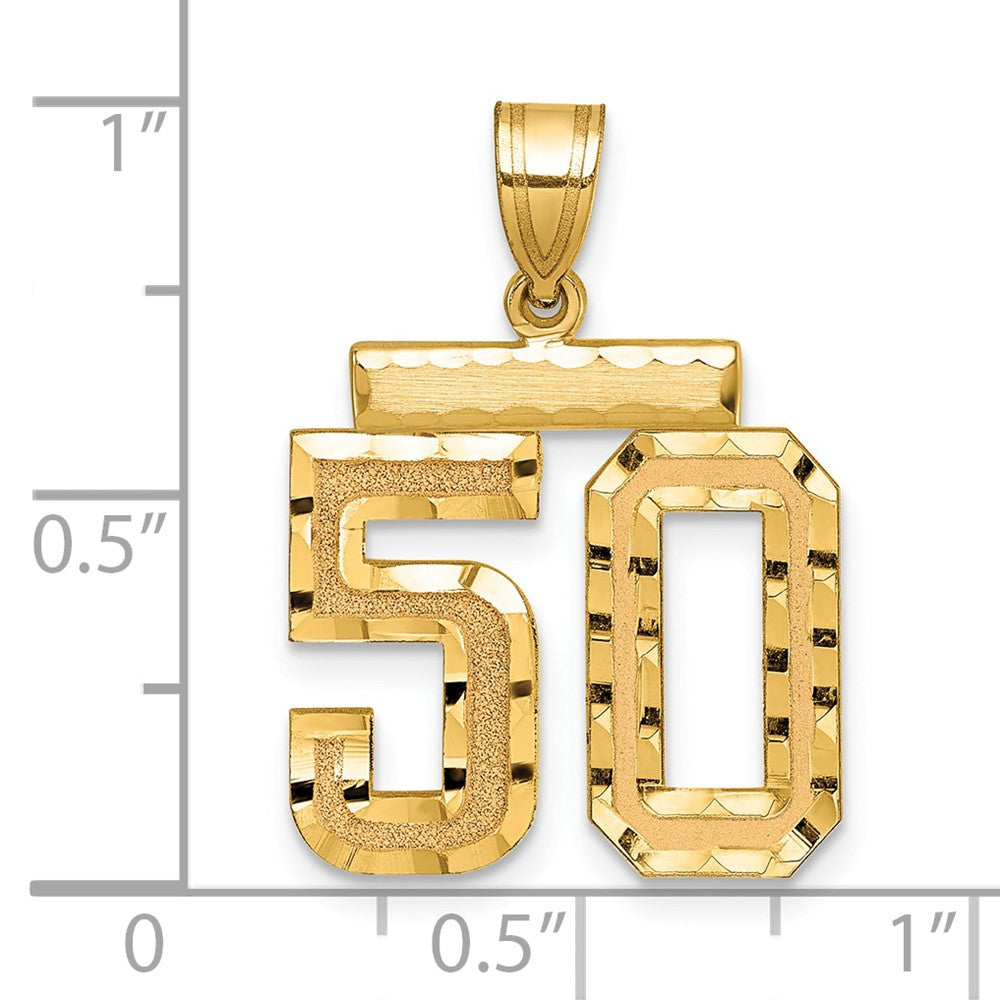 10k Medium Diamond-cut Number 50 Charm