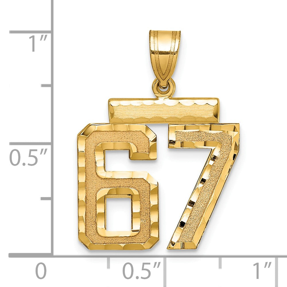 10k Medium Diamond-cut Number 67 Charm