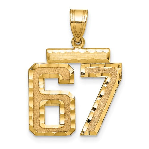 10k Medium Diamond-cut Number 67 Charm