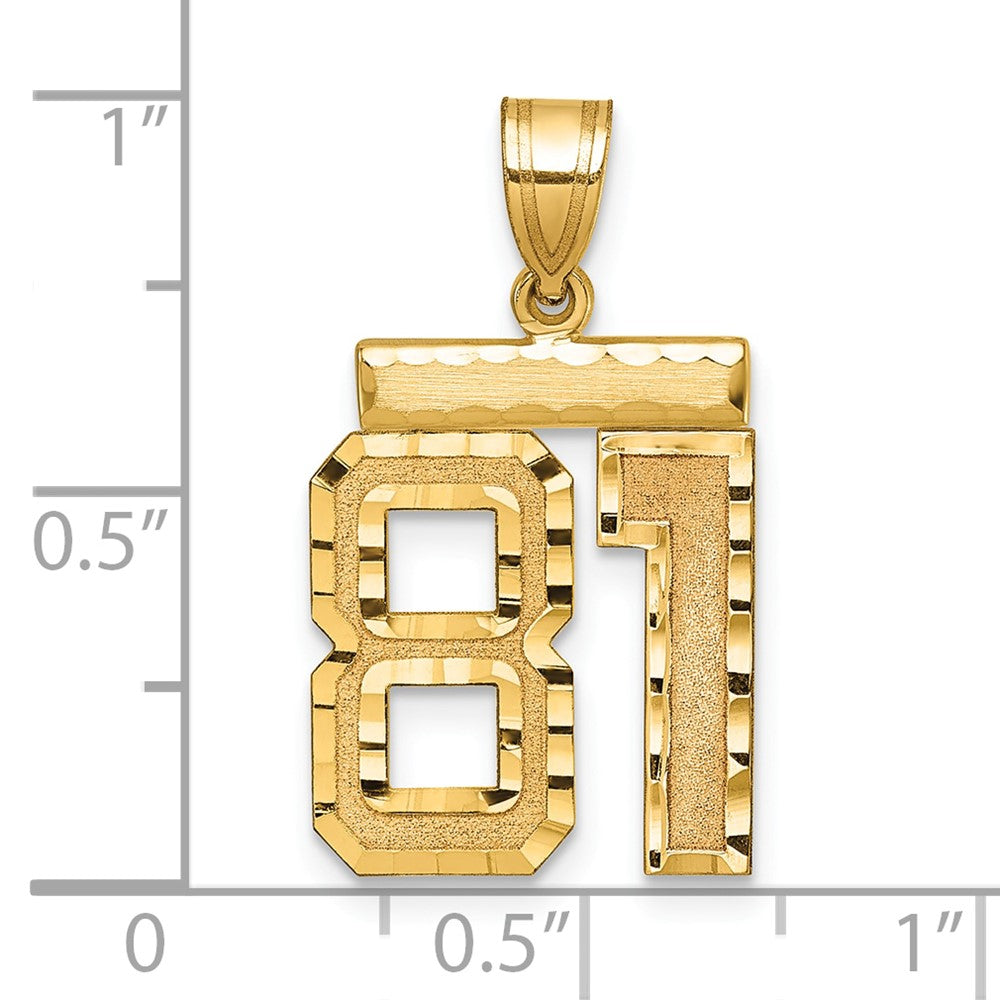 10k Medium Diamond-cut Number 81 Charm