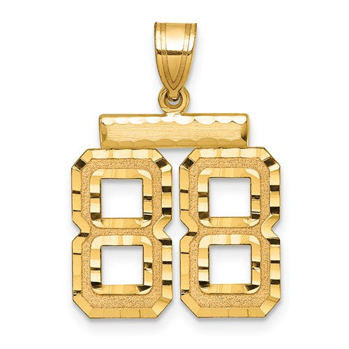 10k Medium Diamond-cut Number 88 Charm