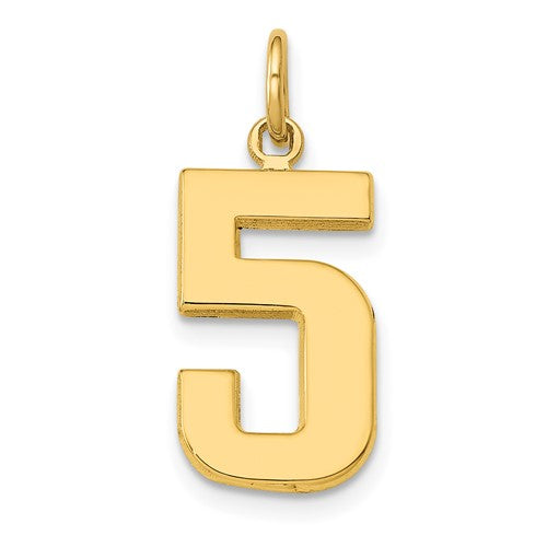 10k Medium Polished Number 5 Charm