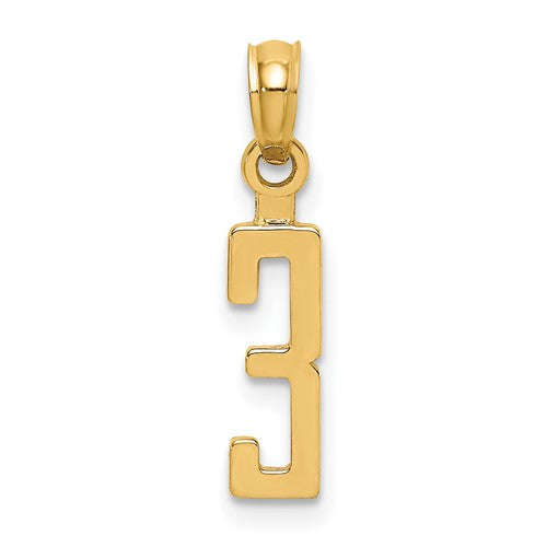 10K Number 3 Block Charm