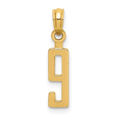 10K Number 9 Block Charm