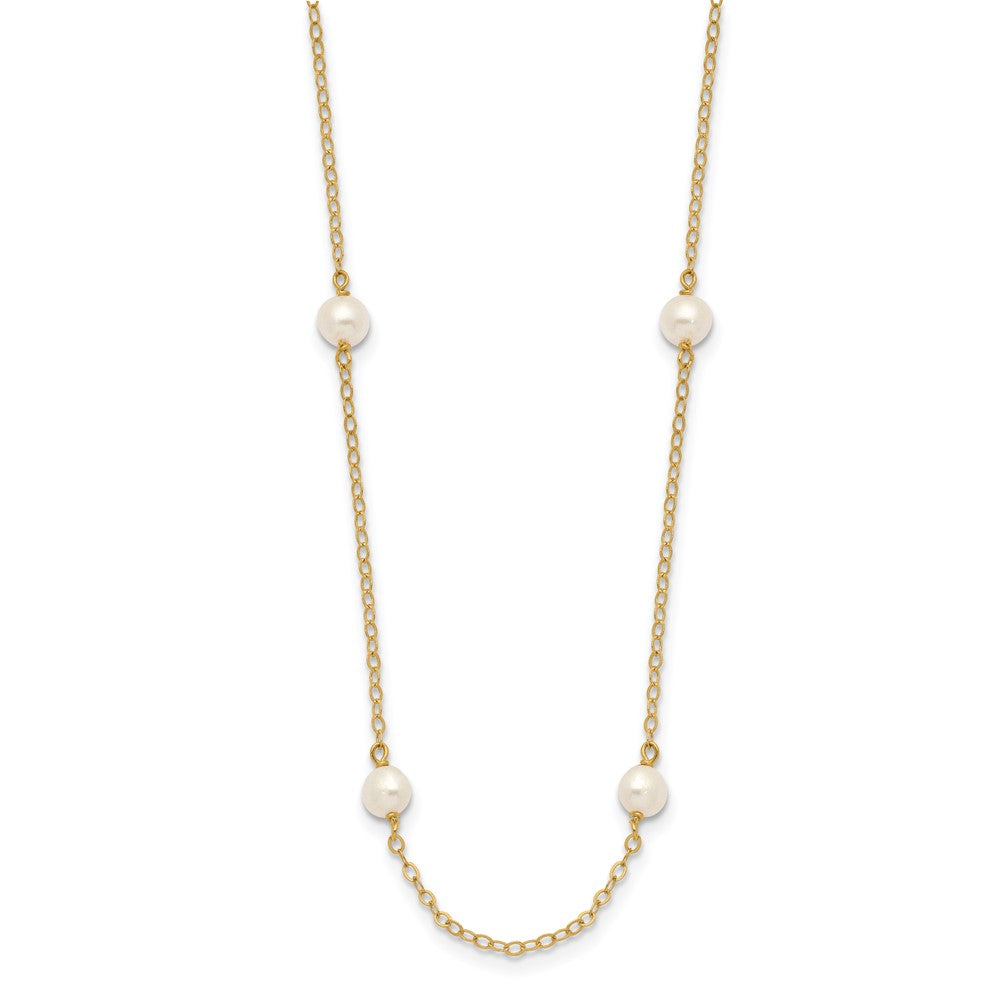 10K 4-5mm White Near Round Freshwater Cultured Pearl 8-station Necklace