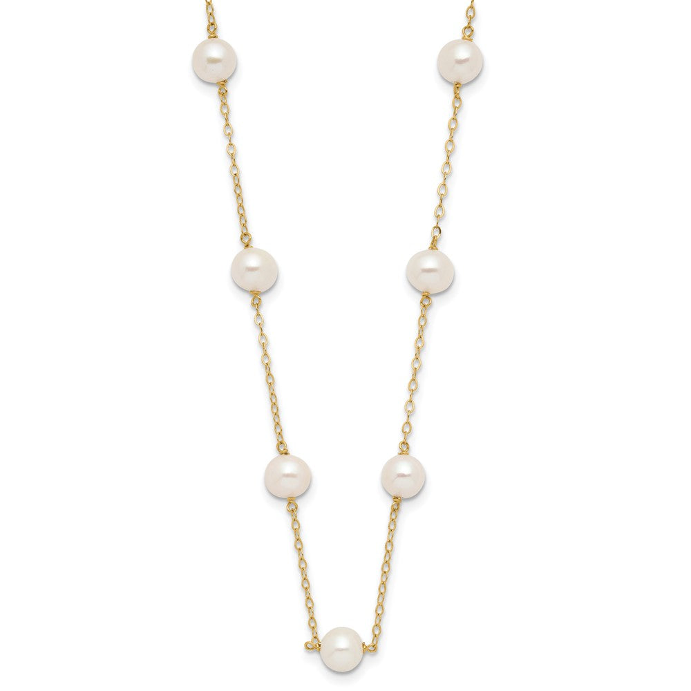 10k 5.5-6.5mm White Near Round FW Cultured Pearl 12-station Necklace