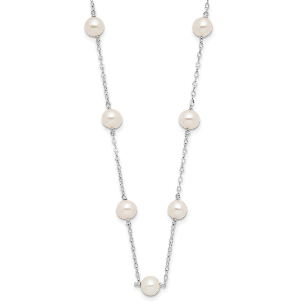 10K 5.5-6.5mm White Near Round FW Cultured Pearl 12-station Necklace