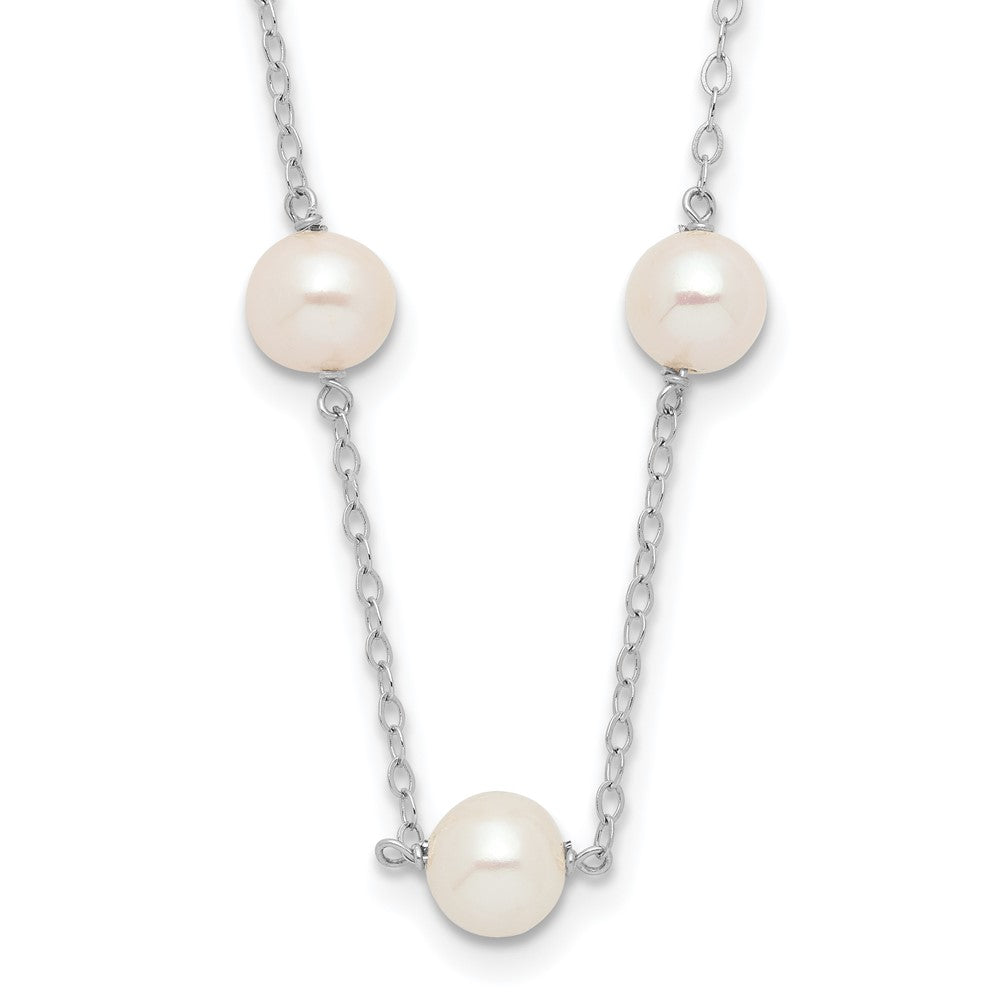10K 5.5-6.5mm White Near Round FW Cultured Pearl 12-station Necklace
