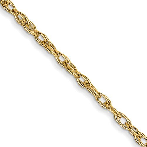 14K 1.35mm Carded Cable Rope Chain