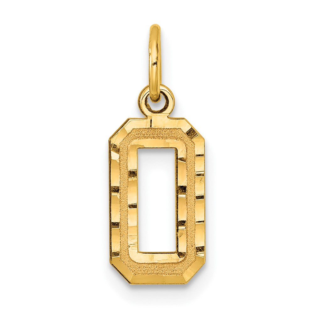 10ky Casted Small Diamond-cut Number 0 Charm