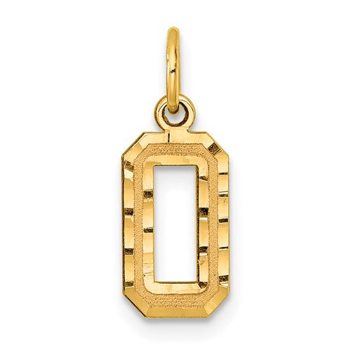 10ky Casted Small Diamond-cut Number 0 Charm